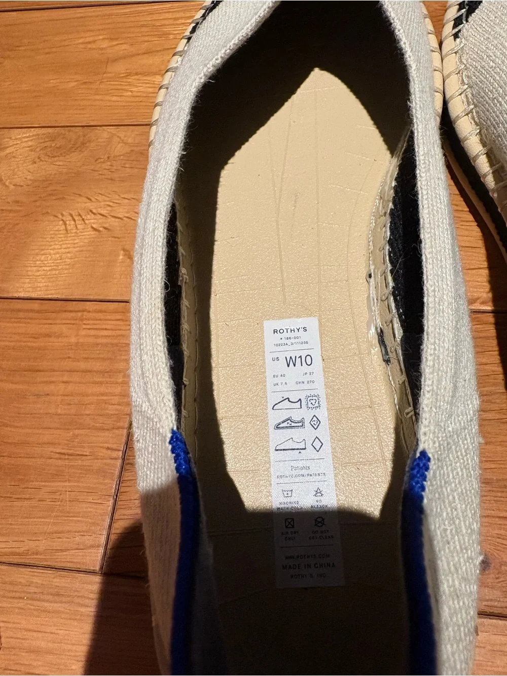Rothy's The Espadrille Boardwalk flats cream colored black toe sz 10